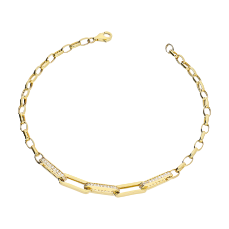 Bransoleta złota anker long z cyrkoniami