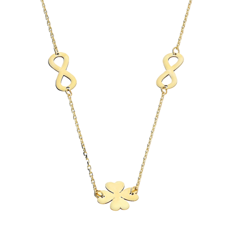 Złoty Naszyjnik Koniczyna i Nieskończoność pr. 375 - JubilerSezam.pl