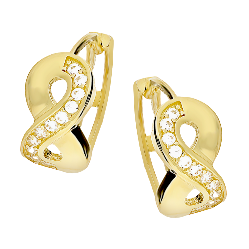 Kolczyki złote kółka z infinity z cyrkoniami/ang.zap. PY PE-15 próba 375