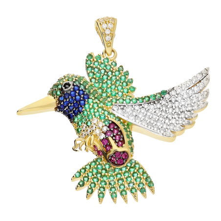 Zawieszka złota koliber z kolorowymi cyrkoniami PY SWP-65 próba 585