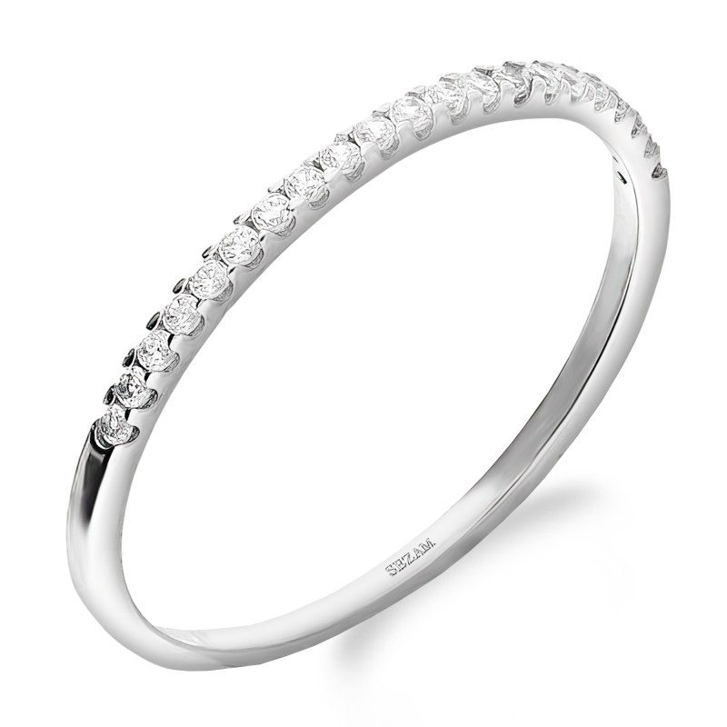 Pierścionek z białego złota z rzędem białych cyrkonii PY YRL-1559 białe złoto próba 585