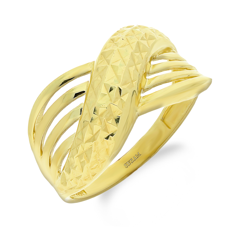 Pierścionek złoty grawerowana i gładkie fale S3 KLM-1043 próba 375