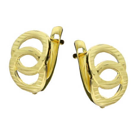 Kolczyki złote blaszki klanówki grawerowane/ang.zap. S3 KRZ-03-2 próba 585