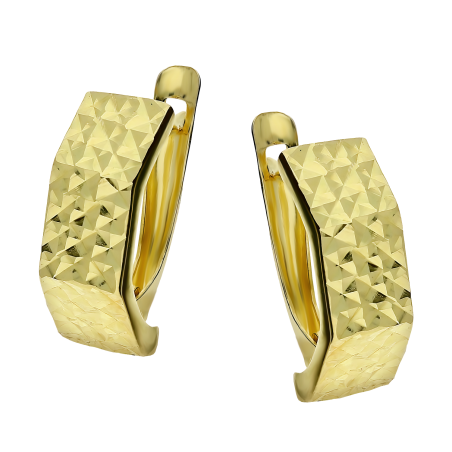Kolczyki złote grawerowane łamane blaszki/ang.zap. S3 PY-2-06 próba 375