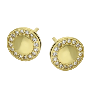 Kolczyki złote pinezka z cyrkoniami zewnątrz/sztyft  S3 STE-85 próba 375