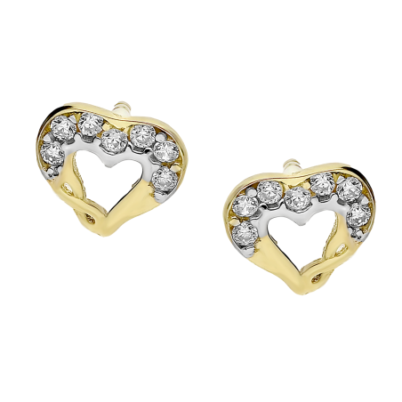 Kolczyki złote serce z infinity i cyrkoniami/sztyft S3 ZPK-113 próba 585