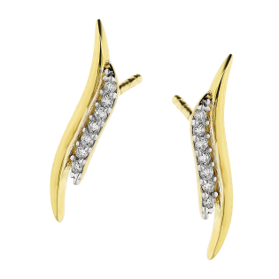 Kolczyki złote gładka fala i rząd cyrkonii/sztyft S3 ZPK-123 próba 375