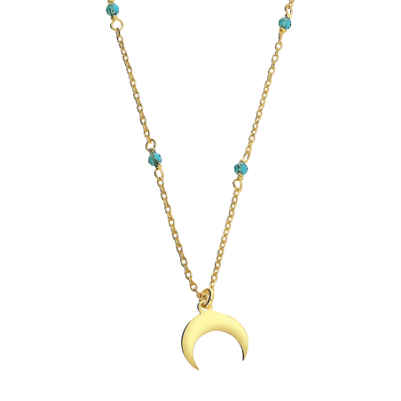 Naszyjnik pozłacany księżyc i szklane kulki/anker TB 21929 próba 925