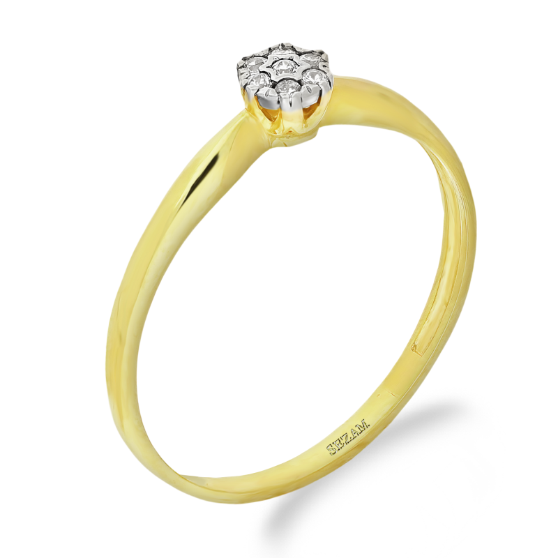 Pierścionek złoty ANEMON z białymi cyrkoniami ZQ 446 próba 375