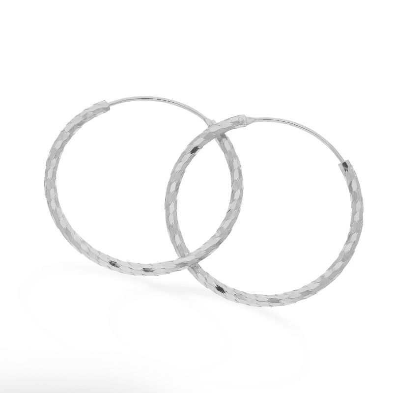 Kolczyki srebrne kółka szarniry 30mm grawerowane NI KSZ-30mm-1,5 dis ROD próba 925