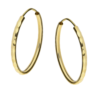 Kolczyki złote owalne kółka szarniry 20mm taflowane AR XDCLTE0243 próba 375