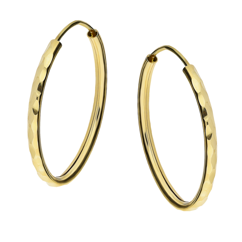 Kolczyki złote owalne kółka szarniry 20mm taflowane AR XDCLTE0243 próba 375