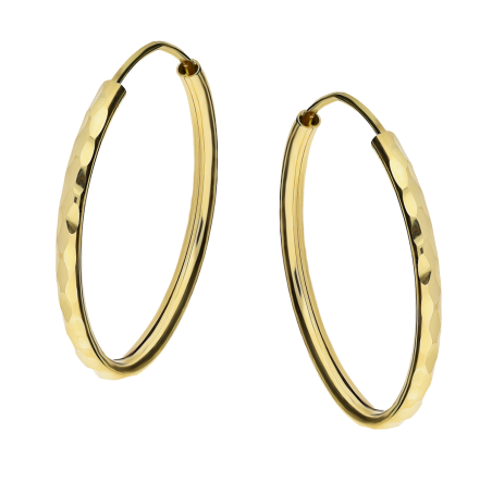 Kolczyki złote owalne kółka szarniry 20mm taflowane AR XDCLTE0243 próba 375