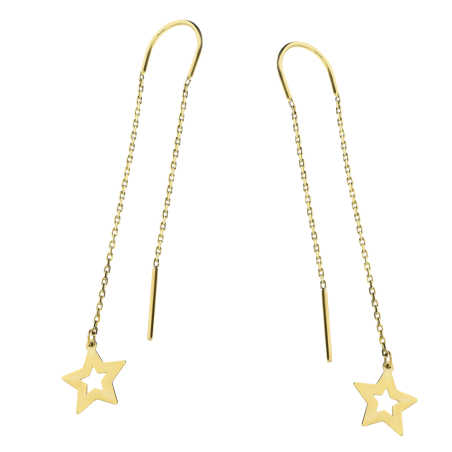 Kolczyki złote gwiazdki ramka/przeciągane rolo LP 18K70-FOE0045-Y próba 375