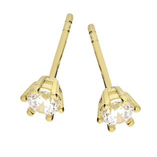 Kolczyki złote biała cyrkonia 3,5 mm próba 375