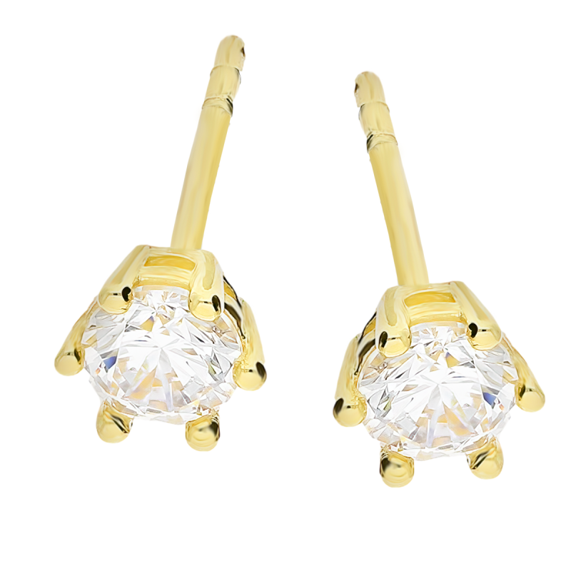 Kolczyki złote z białą cyrkonią 4 mm/sztyft MZ T23-E-767-CZ-4,MM próba 585