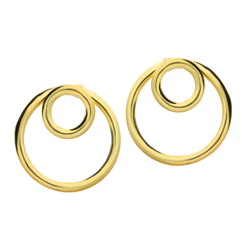 Kolczyki pozłacane dwa koła ramki/sztyft SZ052 GOLD próba 925