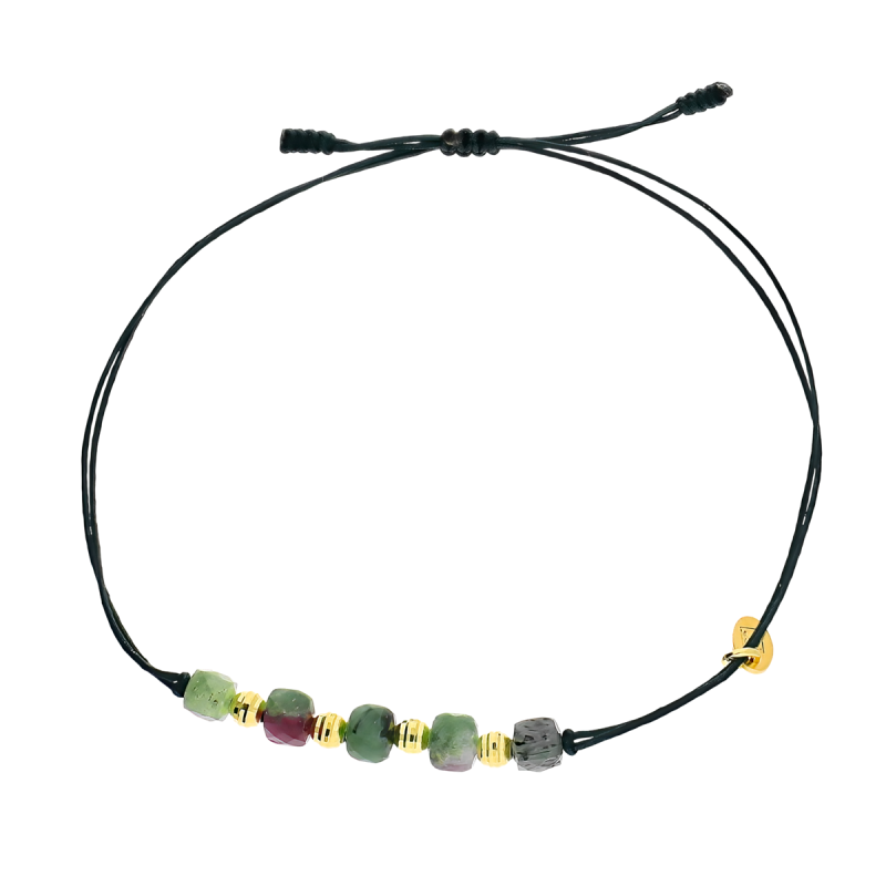 Bransoleta pozłacana zoisyt i grawerowane kulki VJ 1-G zoisyt próba 925