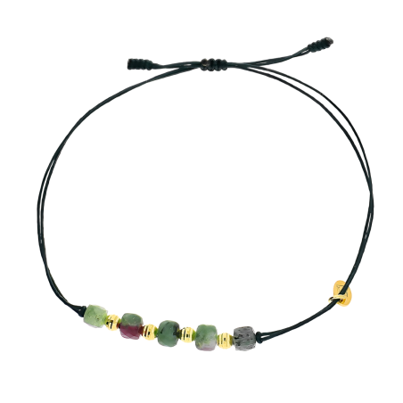 Bransoleta pozłacana zoisyt i grawerowane kulki VJ 1-G zoisyt próba 925