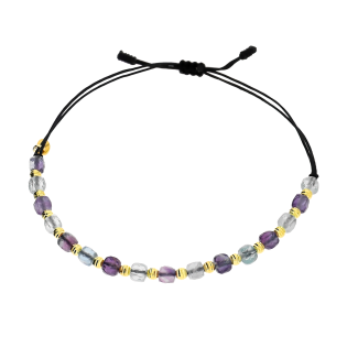 Bransoleta pozłacana fluoryt i grawerowane kulki VJ 14-G fluoryt sq próba 925