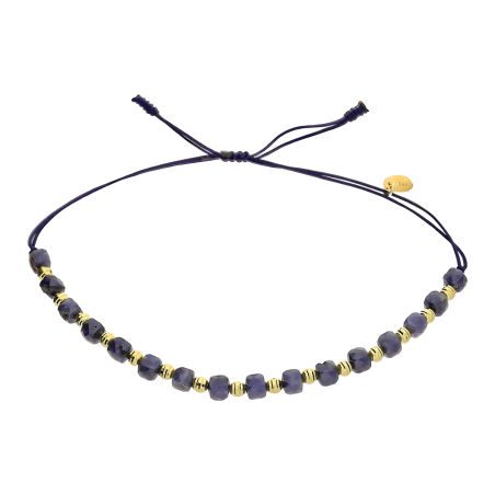 Bransoleta pozłacana szafirowe i grawerowane kulki VJ 14-G szafir sq próba 925