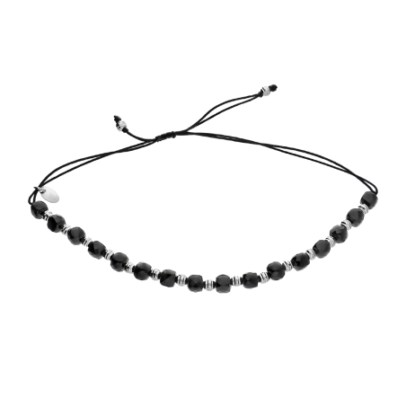 Bransoleta srebrna grawerowane kulki i czarne kryształki VJ 14-R spinel sq próba 925