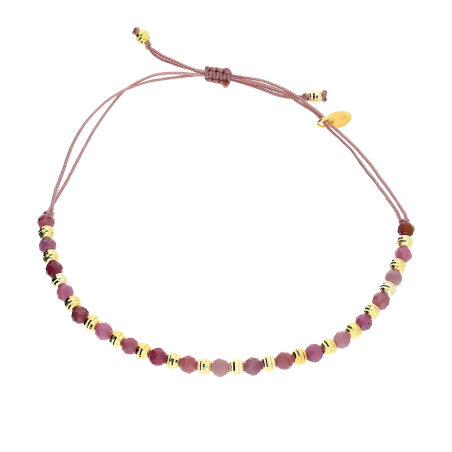 Bransoleta pozłacana z rubinami i grawerowanymi kulkami VJ 16-G rubin próba 925