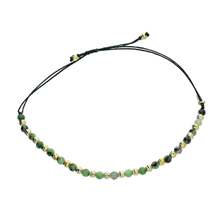 Bransoleta pozłacana zoisyt i grawerowane kulki VJ 16-G zoisyt próba 925