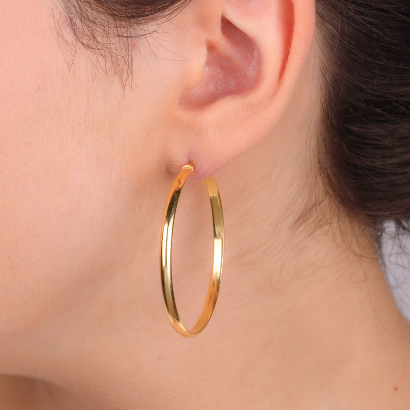 Kolczyki pozłacane kółka rurka płaska 40mm/ang.zap NI KDM-PŁ-40mm-3,00 ANG GOLD próba 925