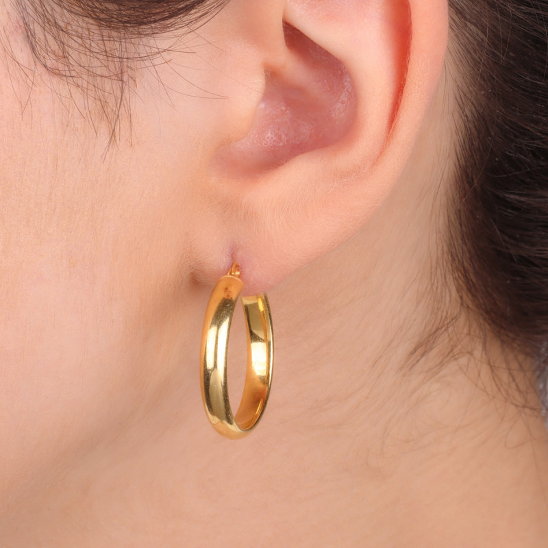 Kolczyki pozłacane kółka rurka płaska 20mm/ang.zap NI KDM-PŁ-20mm-4,00 ANG GOLD próba 925