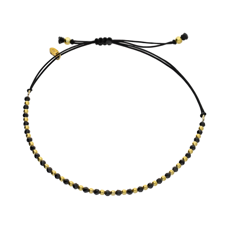 Bransoleta pozłacana z czarnymi i żółtymi kulkami VJ 18-G spinel próba 925