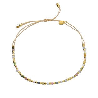 Bransoleta pozłacana turmalin i kulki VJ 18-G turmalin próba 925