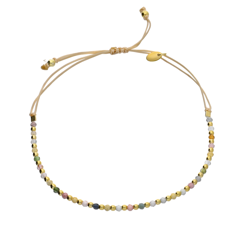 Bransoleta pozłacana turmalin i kulki VJ 18-G turmalin próba 925