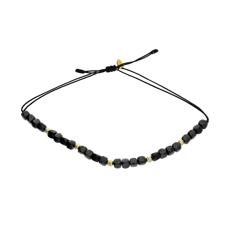 Bransoleta pozłacana hematyty i grawerowane kulki VJ 20-G spinel sq próba 925