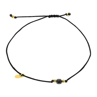 Bransoleta pozłacana czarna kulka i dwie żółte kulki VJ 47-G spinel sq próba 925