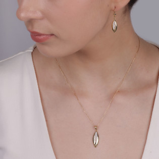 Zawieszka złota łezka z trzema rzędami białych cyrkonii OL GCT-P163 próba 585