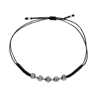 Bransoleta srebrna hematyt i grawerowane kulki VJ 77-1-1 R hematyt sq próba 925