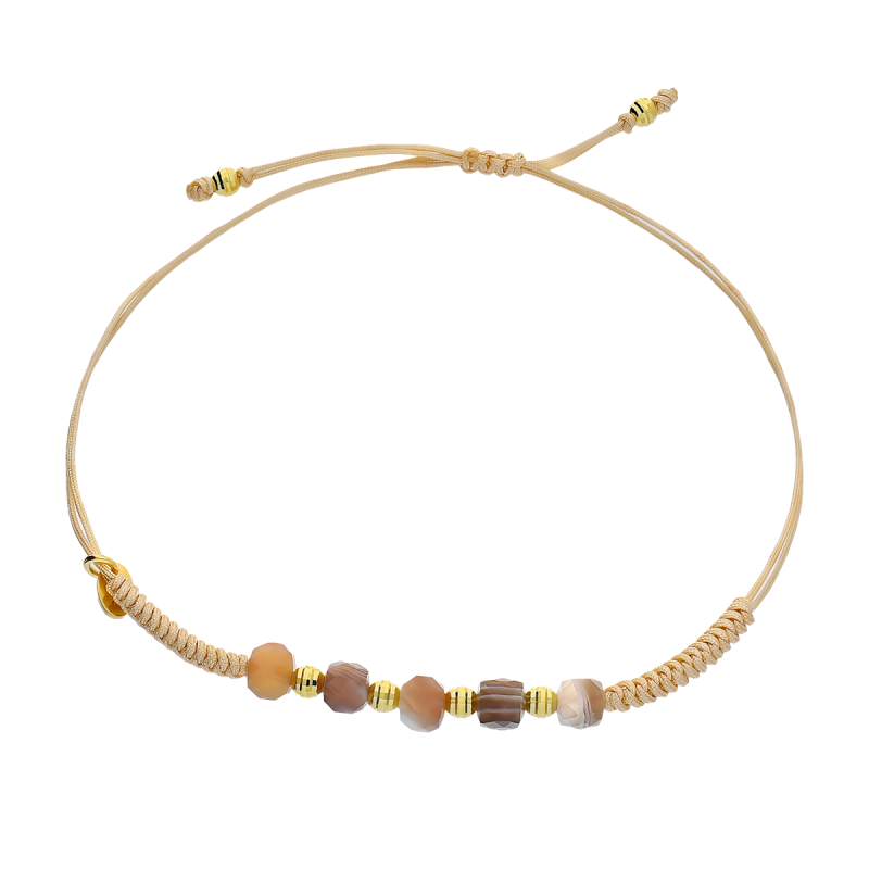 Pozłacana Bransoletka Agat Botswana Srebro 925 - JubilerSezam.pl