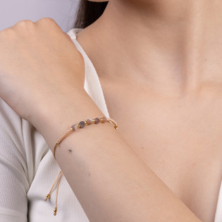 Pozłacana Bransoletka Agat Botswana Srebro 925 - JubilerSezam.pl