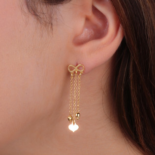 Kolczyki pozłacane infinity i łańcuszki z kulkami i sercem/sztyft NI XOR03305 GOLD próba 925