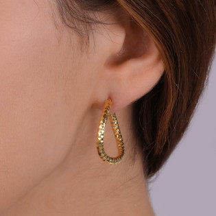 Kolczyki pozłacane kółka grawerowane zawijane 20mm/ang.zap. NI ORN11431 GOLD próba 925