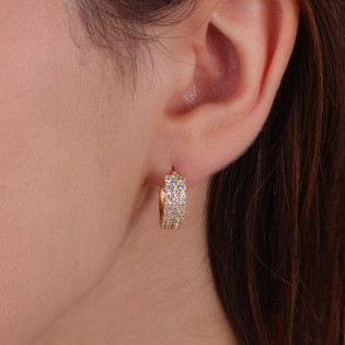 Kolczyki pozłacane koło 13 mm z białymi cyrkoniami/zatrzask NI ORZ00099 GOLD próba 925