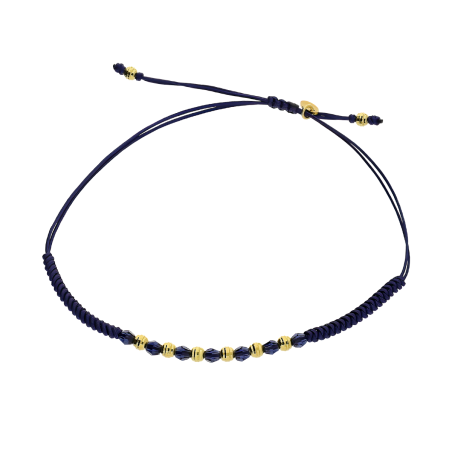 Bransoleta pozłacana z szafirowymi kryształkami i grawerowanymi kulkami VJ 77-1-1-G kryształ sa próba 925