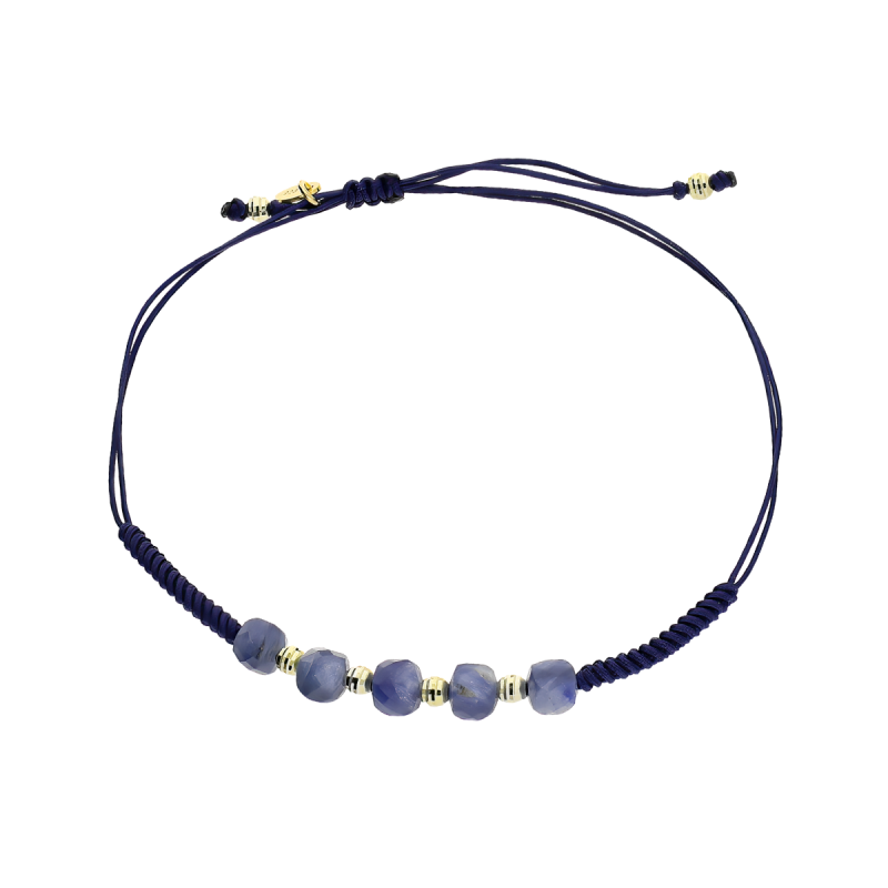 Bransoleta pozłacana kyanite i grawerowane kulki VJ 77-1-1-G kyanite sq próba 925