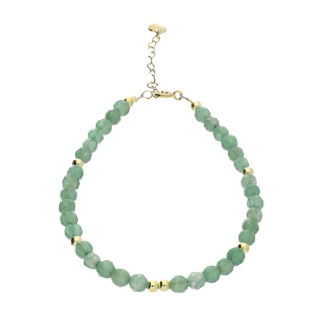 Pozłacana Bransoleta z Awenturynem Morskim Srebro 925 - JubilerSezam.pl