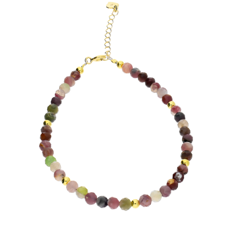 Bransoleta pozłacana z turmalinami i kulkami AT H004 turmalin próba 925