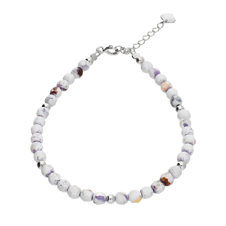 Bransoleta srebrna z agatami w formie kulek AT H005 agat lithtsky blue próba 925