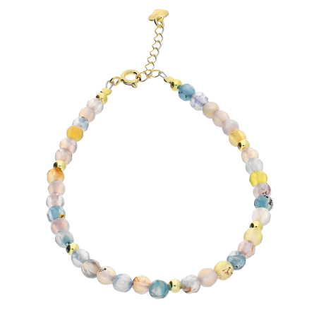 Pozłacana bransoletka z turmalinami tęczowymi pr. 925 - JubilerSezam.pl