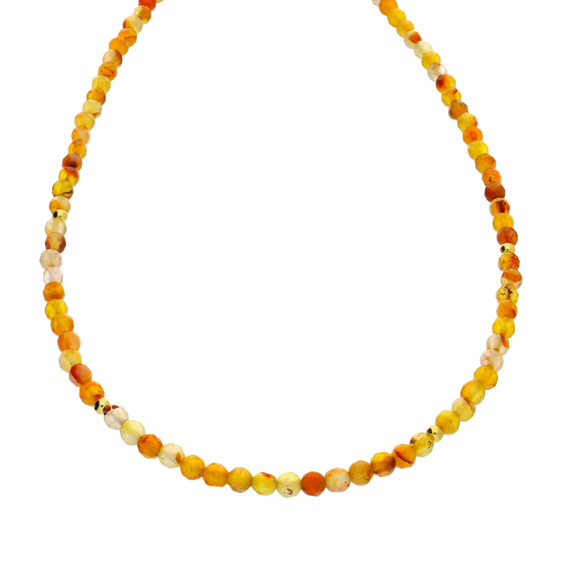 Naszyjnik pozłacany z rodonitami i kulkami AT H008 rodonit orange próba 925