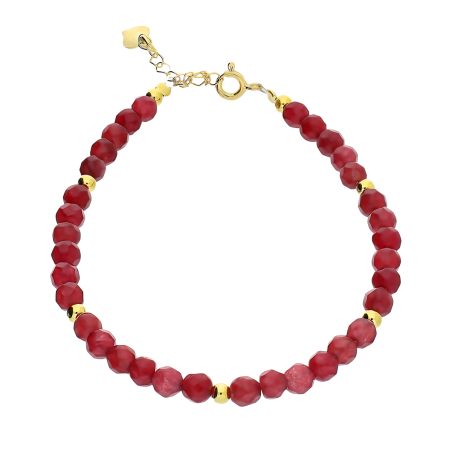 Bransoleta pozłacana z rubinami i kulkami AT H014 rubin próba 925